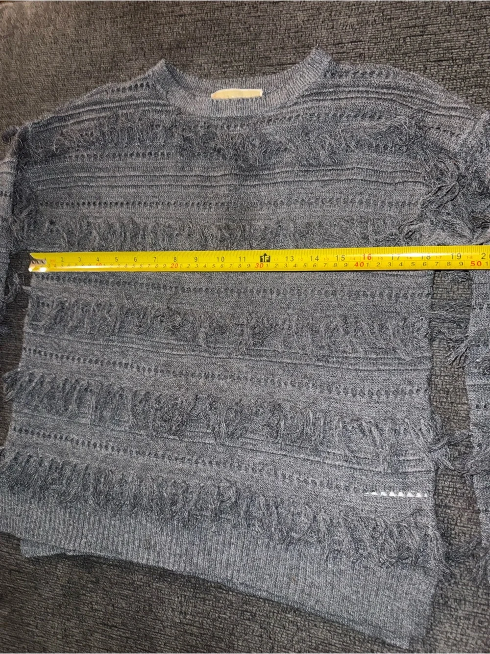 Michael Michael Kors Fringe Sweater Women’s S Gray Open Knit Boho